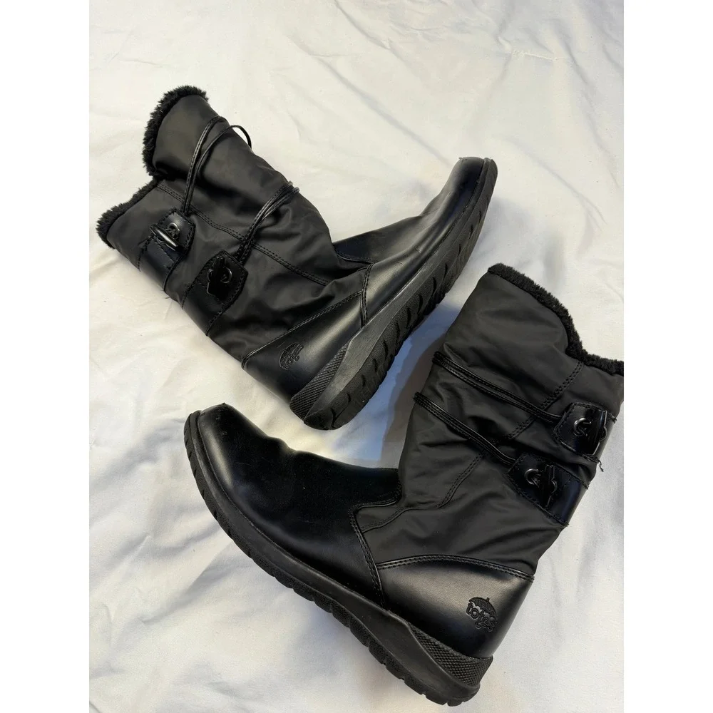 Totes Black Faux Fur Lined Winter Boots Size 8M